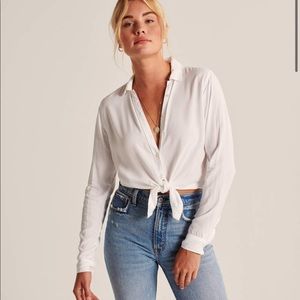 Abercrombie and Fitch drapey boyfriend white top